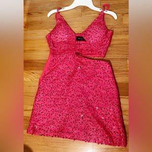 From white fox cute mini sparkly pink dress in size xs